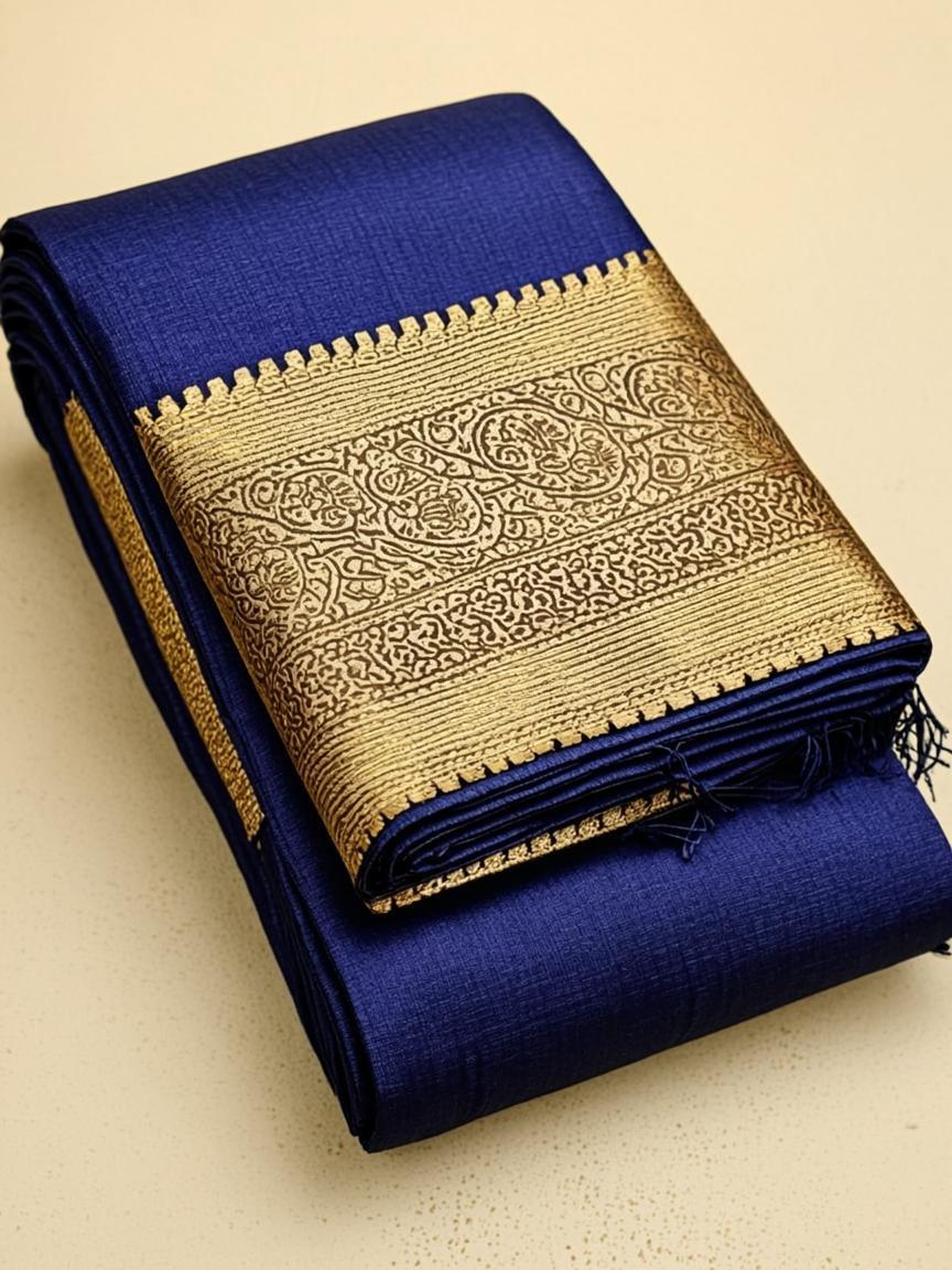 Mysore Silk Saree with Pure Gold Zari Border